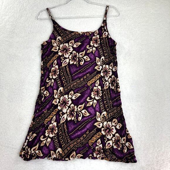 Island X Hawaii Womens S Gauze Cami Purple Hibiscus Tropical Luau Top Vacation - Picture 2 of 9